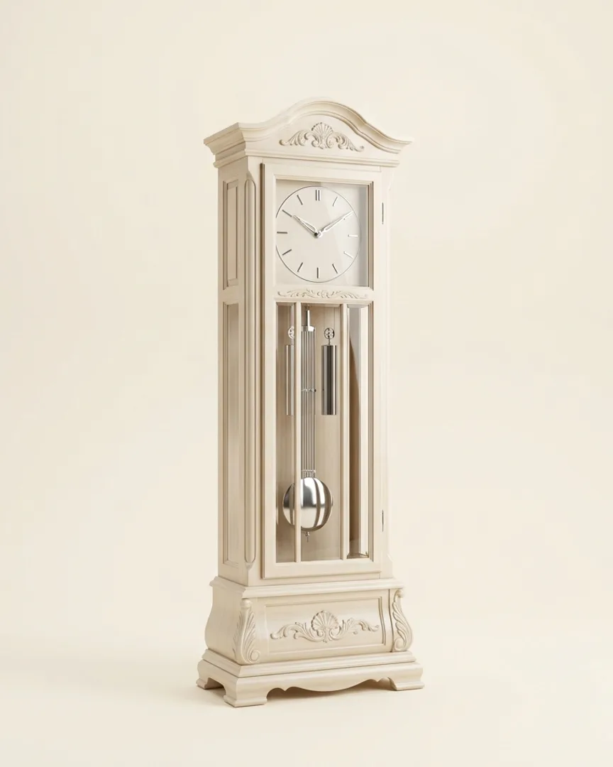 Clocks, vases, and brass lots in a stone room