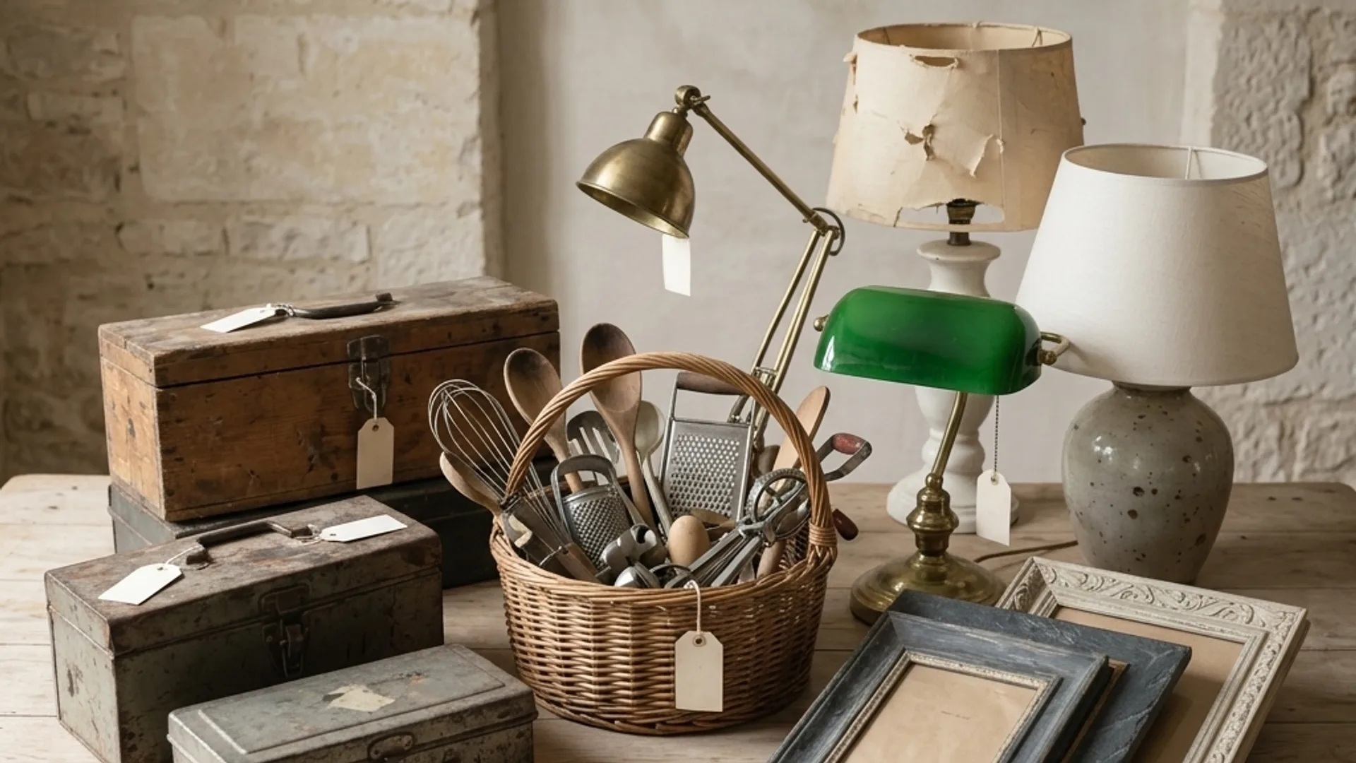 A tabletop of mixed uncategorised lots
